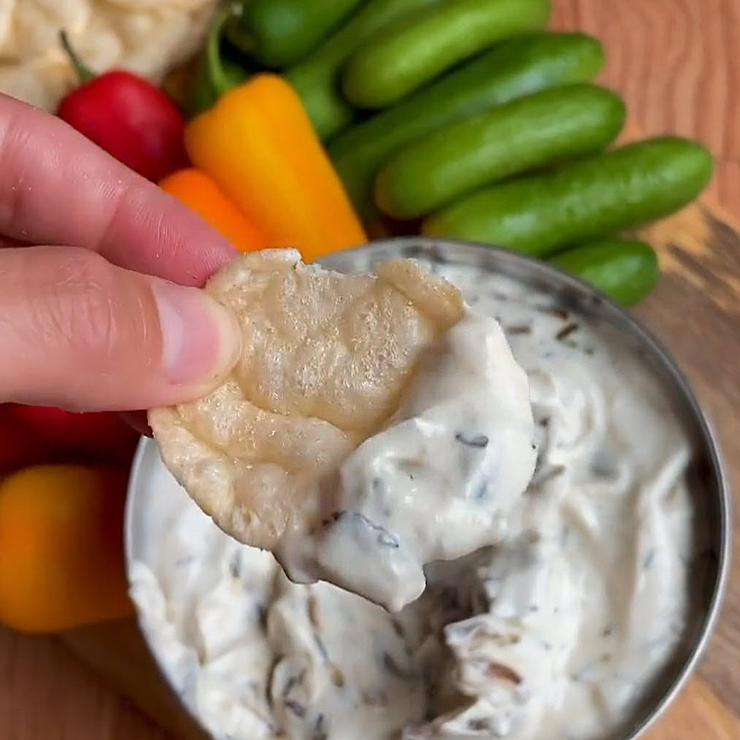 Carmelized French Onion Dip Recipe with Popchips