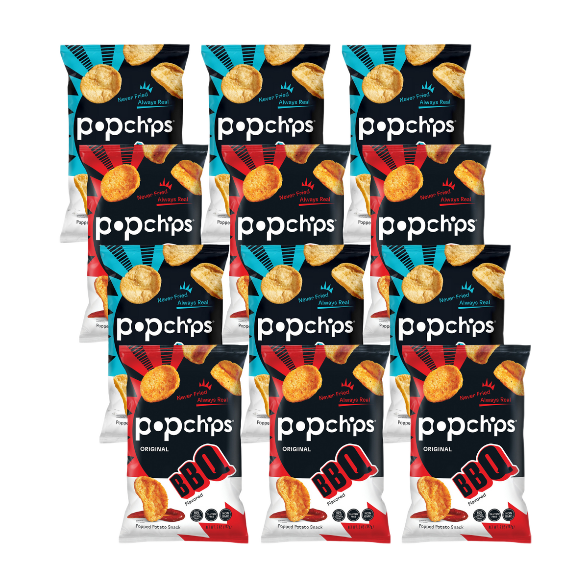 PopChips .8 OZ & 5 OZ BBQ/Sea Salt Variety Pack
