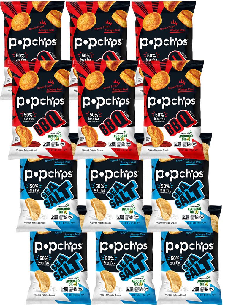 その他 papas Popchips .8oz & 5oz BBQ & Sea Salt Variety Pack