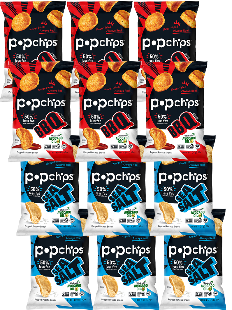 Popchips .8oz & 5oz BBQ & Sea Salt Variety Pack