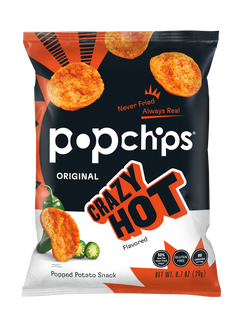  Popchips Potato Chips, Crazy Hot, 0.7 Ounce Snack Packs, (Pack  of 24)